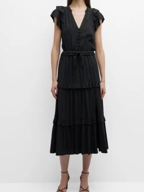 NWT PAIGE black Rozlyn midi dress